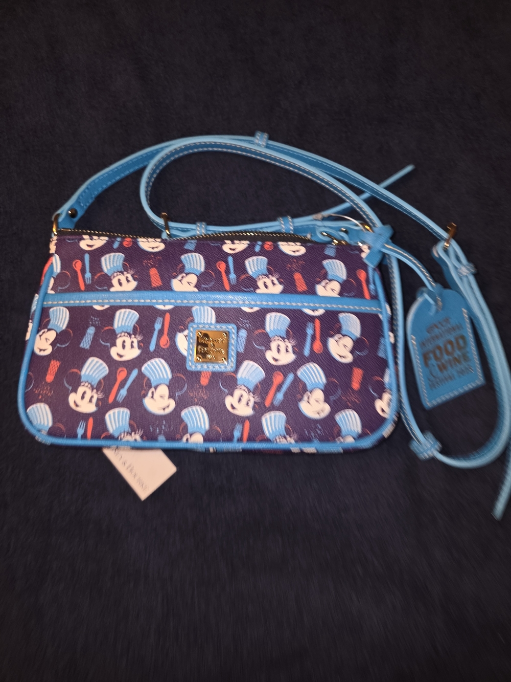 Dooney & Bourke Blue Mickey Chef Print Crossbody Bag